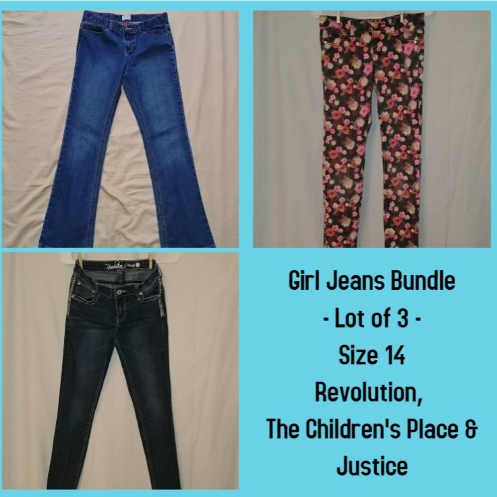 Girls Jeans Size 14 Bundle of 3 Blue Jeans